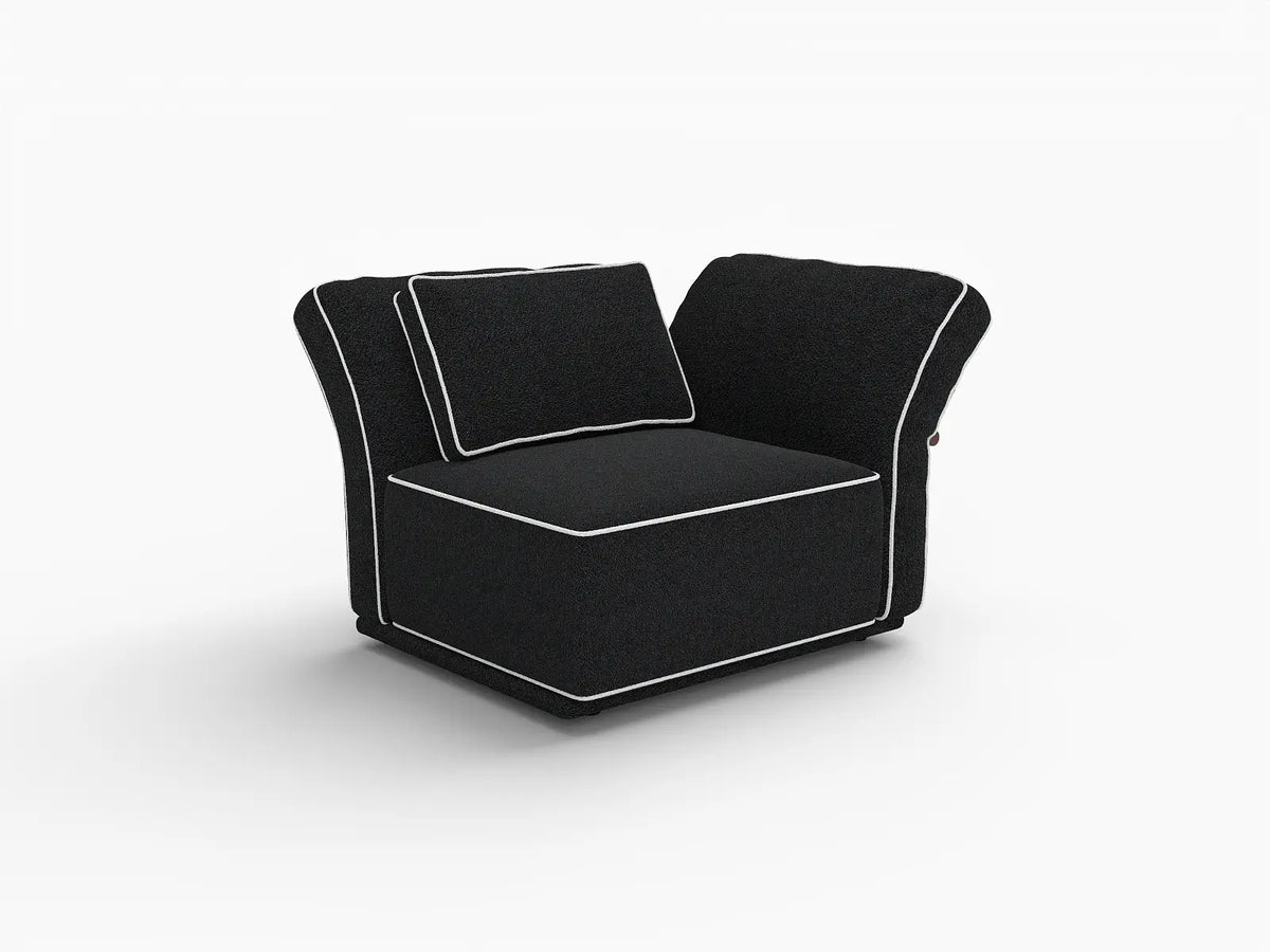 Deluxe Cloud 1-Seater Black Small Space Single Sofa | 1-Piece, Bouclé Sherpa-Like Fabric, Easy To Clean