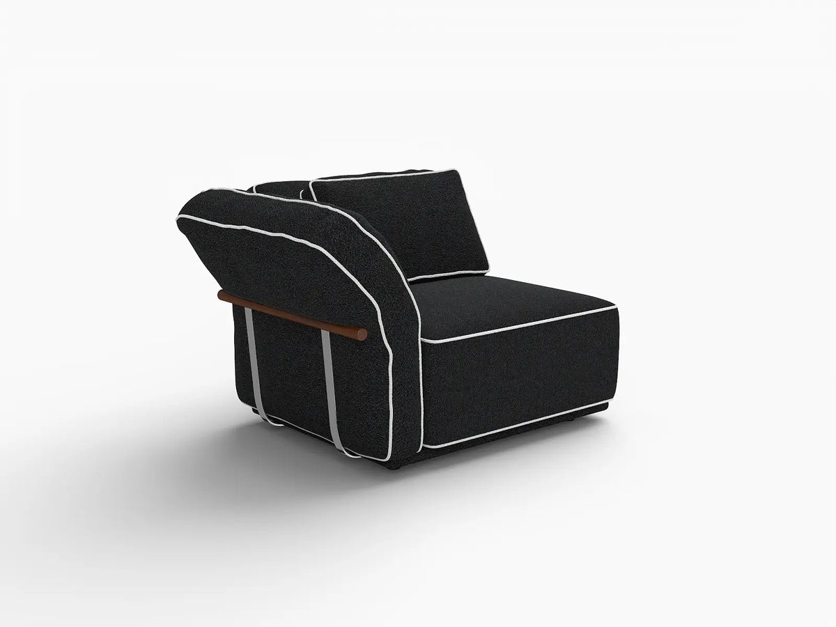 Deluxe Cloud 1-Seater Black Small Space Single Sofa | 1-Piece, Bouclé Sherpa-Like Fabric, Easy To Clean