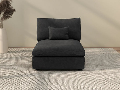 Sofá individual Deluxe Cloud de 1 plaza, color negro, lavable | 1 pieza, tejido de chenilla y lino, diseño modular