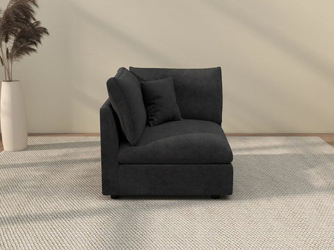 Sofás seccionales Deluxe Slope Cloud | Sofá individual de lino negro de una pieza, 101 cm, respaldo ajustable y cojines, monoplaza