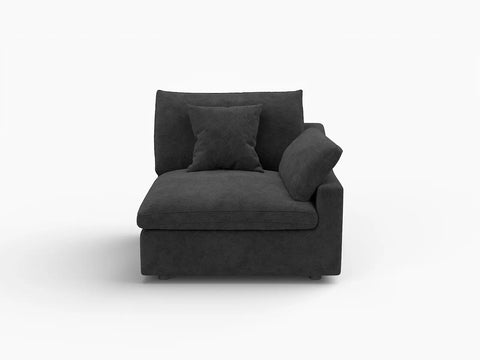Fundas de sofá seccional Deluxe Slope Cloud | Funda de sofá de chenilla negra y lino para 1 asiento