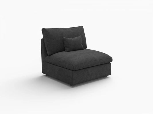 Deluxe Slope Cloud Sectional Sofa Covers | Black Chenille and Linen Sofa Cover for 1-Seater