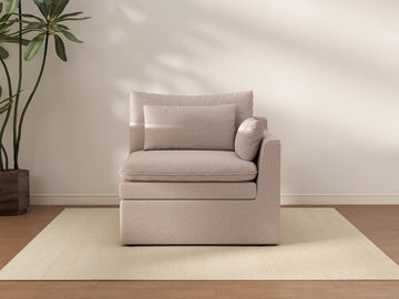 Sofá individual Deluxe Cloud de 1 plaza, color caqui | 1 pieza, tela de poliéster con aspecto de lino, acento para sala de estar, fundas de cojín lavables