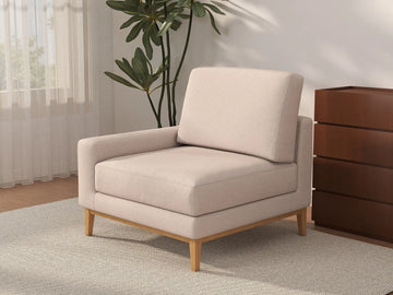Deluxe Cloud 1-Seater Khaki Single Sofa | 1-Piece, Linen Look Poly Fabric, Living Room Accent, Washable Cushion Covers
