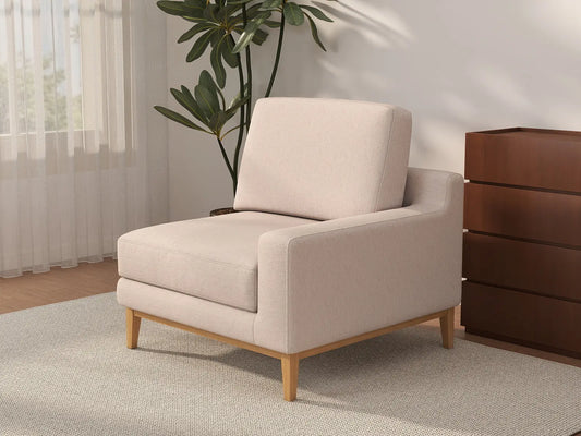 Sofá individual de 1 plaza Khaki Deluxe Cloud | 1 pieza, tela de poliéster con aspecto de lino, decorativo para sala de estar, fundas de cojín lavables