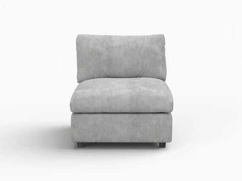 Lounge Cloud Sectional Sofa Covers | Light Grey Linen-Blend Chenille Sofa Cover for 1-Seater