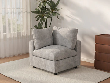 Sofá individual de 1 plaza Deluxe Cloud gris claro | 1 pieza, tela chenilla de mezcla de lino, acento para sala de estar, fundas de cojín lavables