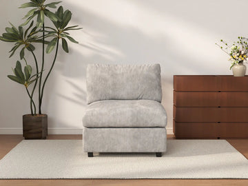 Sofá individual de 1 plaza Deluxe Cloud gris claro | 1 pieza, tela chenilla mezcla de lino, decorativo para sala de estar, fundas de cojín lavables
