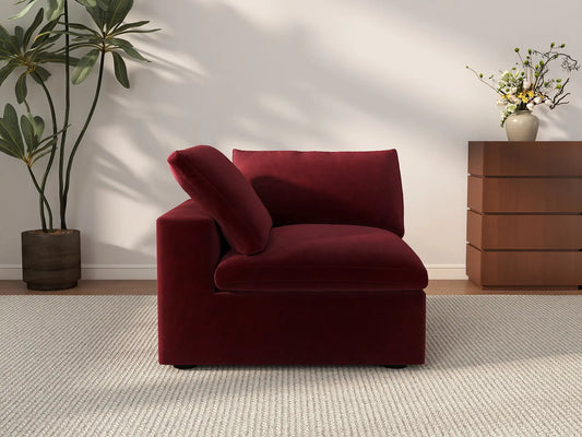 Deluxe Cloud 1-Seater Single Sofa in Claret Velvet | 1-Piece, Living Room Accent, Easy To Clean, Stylish Design