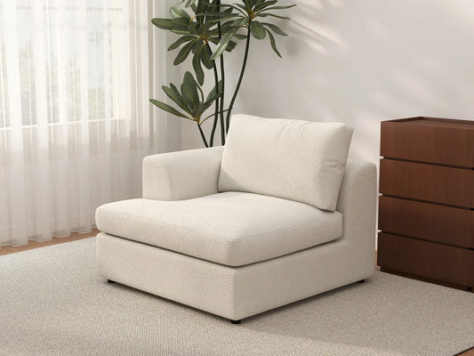 Deluxe Cloud 1-Seater White Small Space Single Sofa | 1-Piece, Bouclé Sherpa-Like Fabric, Living Room Accent, Easy To Clean