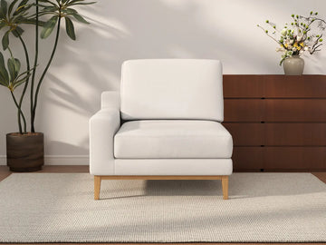 Deluxe Cloud 1-Seater White Small Space Single Sofa | 1-Piece, Linen Look Poly Fabric, Living Room Accent, Easy To Clean