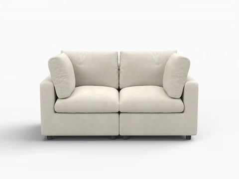 Lounge Cloud Sectional Sofa Covers | Beige Linen-Blend Chenille Sofa Cover for 2-Seater