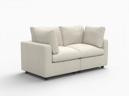 Lounge Cloud Sectional Sofa Covers | Beige Linen-Blend Chenille Sofa Cover for 2-Seater