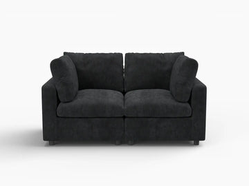 Fundas de sofá seccional Lounge Cloud | Funda de sofá de chenilla mezcla de lino negro para 2 plazas