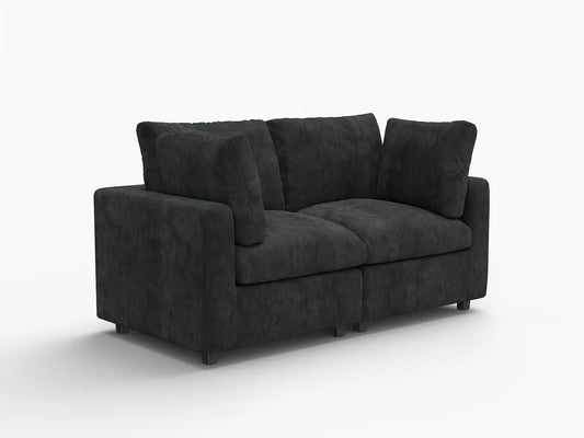 Lounge Cloud Sectional Sofa Covers | Black Linen-Blend Chenille Sofa Cover for 2-Seater