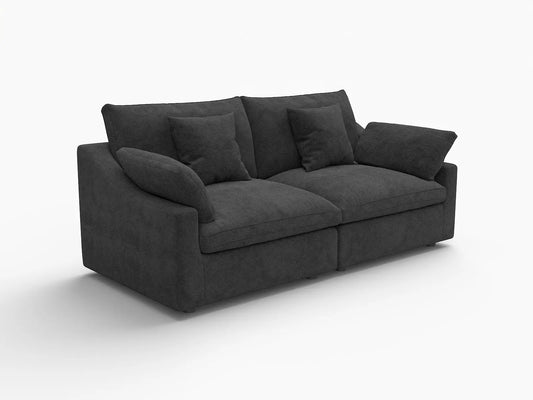Deluxe Slope Cloud Sectional Sofa Covers | Black Chenille and Linen Sofa Cover for 2-Seater