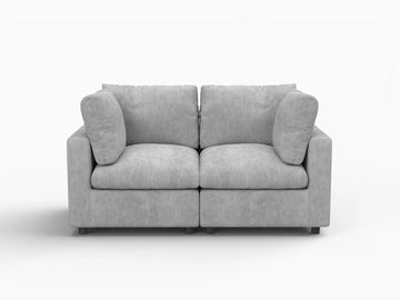 Fundas de sofá seccional Lounge Cloud | Funda de sofá biplaza de lino y chenilla gris claro