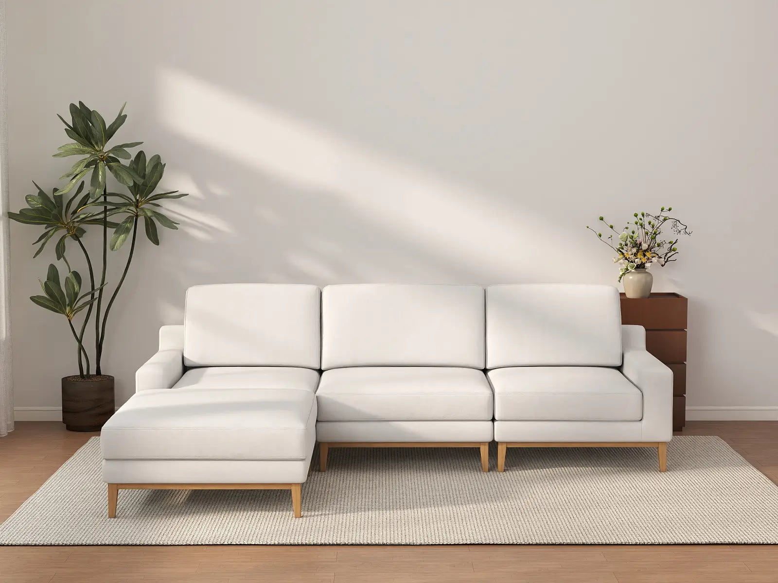Deluxe Cloud White Washable 3-Seater L-Shaped Sectional Sofa – WJS