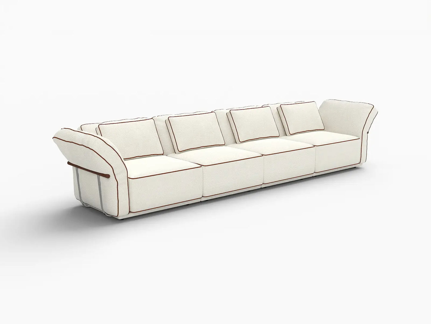 Deluxe Cloud 4-Seater Beige Large Space Couch Sectional | 4-Piece, Bouclé Sherpa-Like Fabric, Easy To Clean