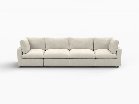 Lounge Cloud Sectional Sofa Covers | Beige Linen-Blend Chenille Sofa Cover for 4-Seater