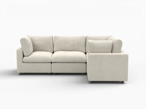 Lounge Cloud Sectional Sofa Covers | Beige Linen-Blend Chenille Sofa Cover for 4-Seater
