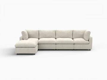 Fundas de sofá seccional Lounge Cloud | Funda de sofá de chenilla de lino beige para 4 plazas con 1 otomana
