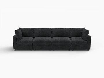 Fundas para sofás seccionales Cloud Lounge | Funda de sofá de chenilla con mezcla de lino negro para 4 plazas