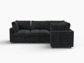 Fundas de sofá seccional Lounge Cloud | Funda de sofá de chenilla mezcla lino negro para 4 plazas