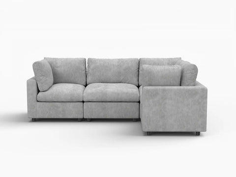 Lounge Cloud Sectional Sofa Covers | Light Grey Linen-Blend Chenille Sofa Cover for 4-Seater