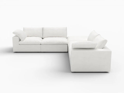 Deluxe Premium Cloud Sectional Sofa Covers | White Cotton and Linen Sofa Cover for 4-Seater with 1-Ottoman