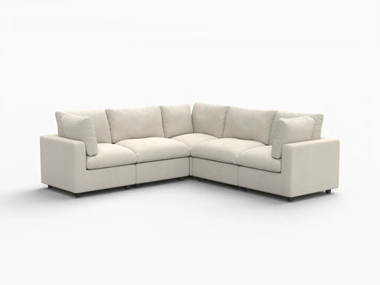 Lounge Cloud Sectional Sofa Covers | Beige Linen-Blend Chenille Sofa Cover for 5-Seater