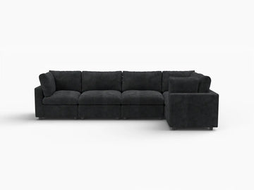 Fundas de sofá seccional Lounge Cloud | Funda de sofá chenilla mezcla de lino negro para 5 plazas