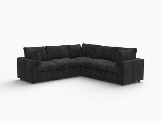 Lounge Cloud Sectional Sofa Covers | Black Linen-Blend Chenille Sofa Cover for 5-Seater