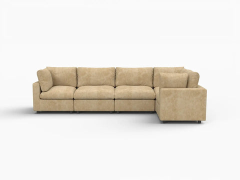 Lounge Cloud Sectional Sofa Covers | Khaki Linen-Blend Chenille Sofa Cover for 5-Seater