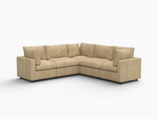 Lounge Cloud Sectional Sofa Covers | Khaki Linen-Blend Chenille Sofa Cover for 5-Seater