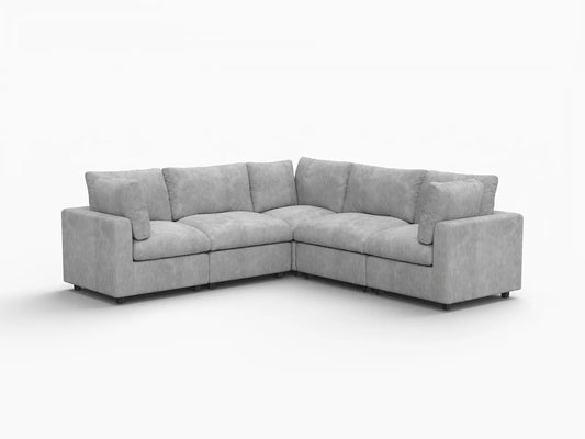 Lounge Cloud Sectional Sofa Covers | Light Grey Linen-Blend Chenille Sofa Cover for 5-Seater