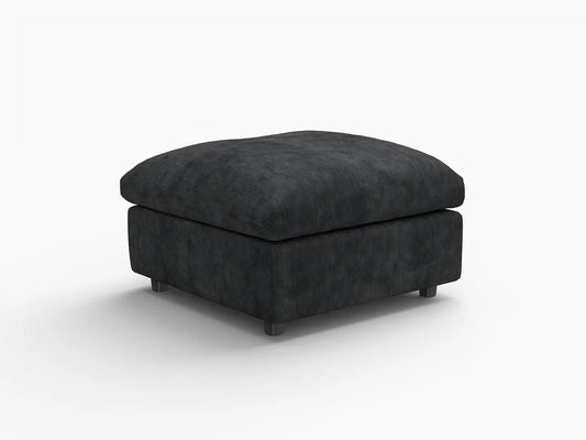 Fundas seccionales Lounge Cloud para sofá | Funda de sofá de chenilla de lino negro con 1 otomana