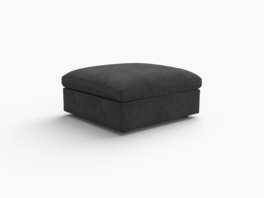 Fundas seccionales para sofá Deluxe Slope Cloud | Funda de sofá de chenilla negra y lino con 1 otomana