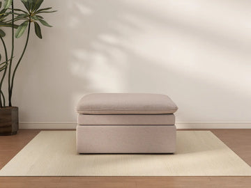 Puf Deluxe Cloud Caqui | 1 pieza (Incluye 1 puf), Tela de Poliéster con Aspecto de Lino, Fundas de Cojín Lavables