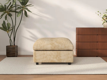 Deluxe Cloud Khaki Ottoman | 1-Piece (Includes 1 Ottoman), Linen-Blend Chenille Fabric, Easy To Clean