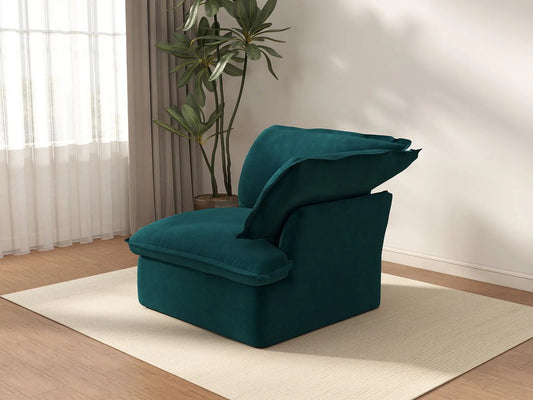 Deluxe Cloud 1-Seater Single Sofa | 1-Piece, Velvet Fabric, Washable Covers