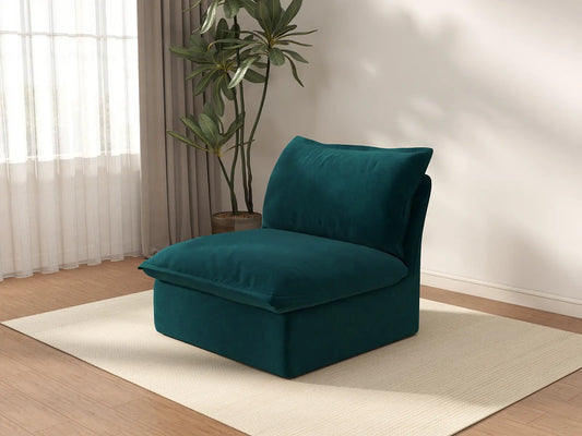 Deluxe Cloud 1-Seater Single Sofa | 1-Piece, Velvet Fabric, Washable Covers