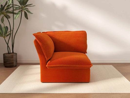 Deluxe Cloud 1-Seater Single Sofa With Washable Cover | 1-Piece, Velvet Fabric, Small Space