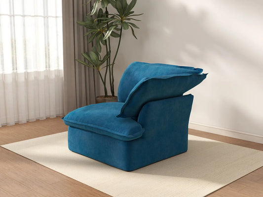 Deluxe Cloud 1-Seater Sofa With Washable Cover | 1-Piece, Velvet Fabric, Small Space