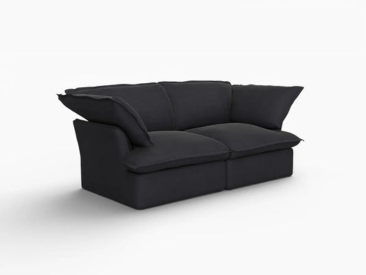 Deluxe Linen Cloud Sectional Sofas Covers | Black Linen Cotton Sofa Cover for 2-Seater