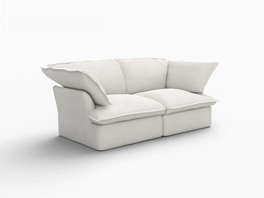 Deluxe Linen Cloud Sectional Sofas Covers | White Cotton and Linen Sofa Covers for 2-Seater