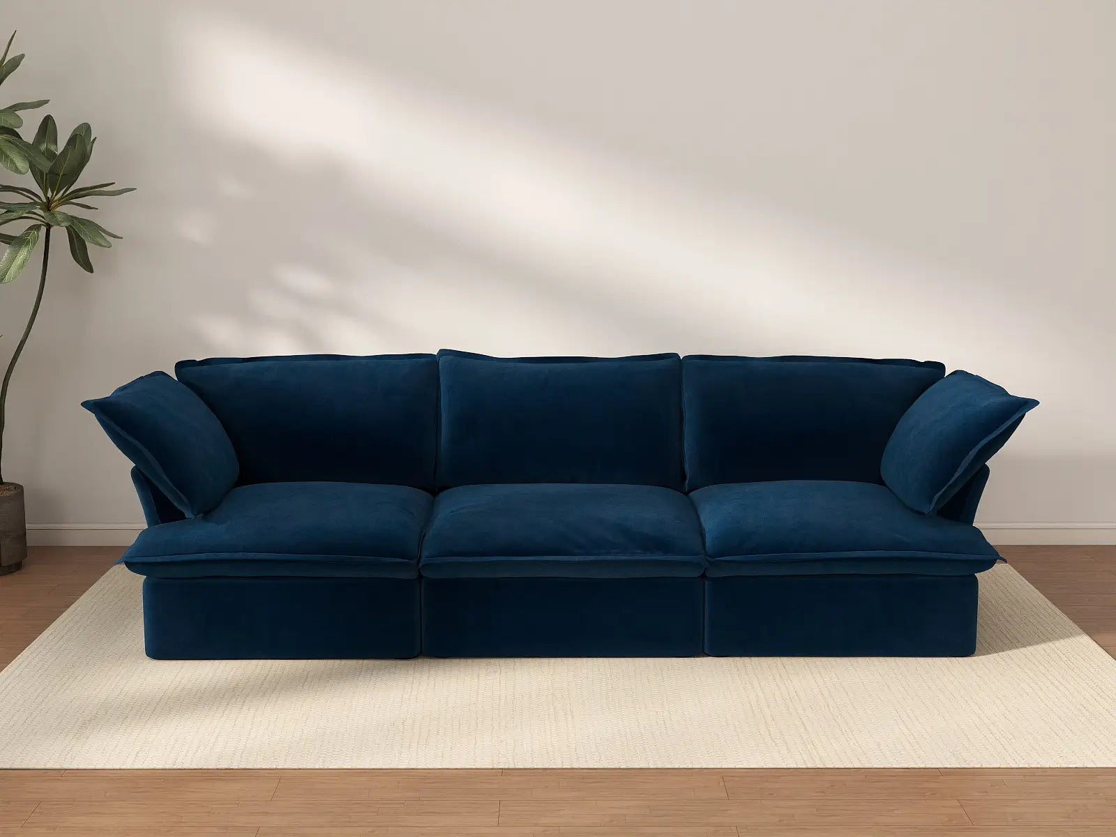 Blue Velvet Sofa Sectional Small Seater Chaise Sofa Navy Blue Velvet Seater Left Hand Chaise Corner Sofa – Luvon
