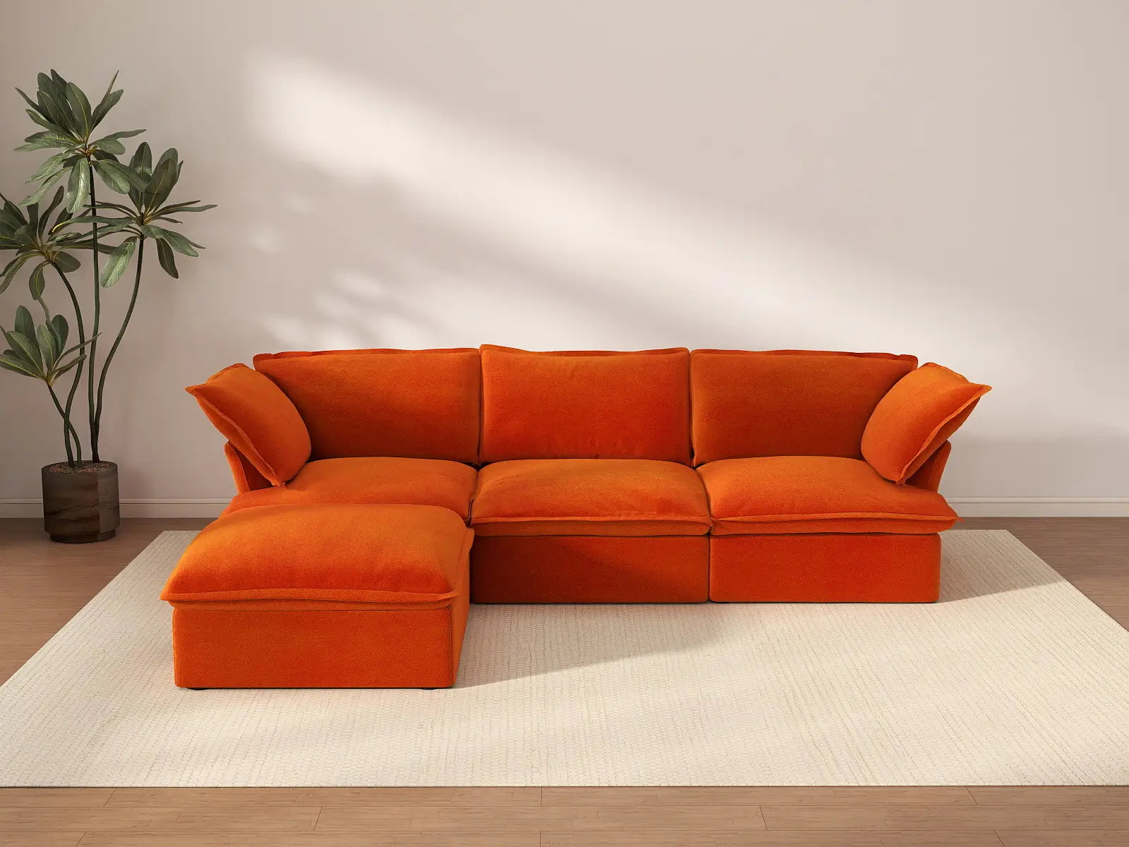 Deluxe Cloud Velvet L-Shaped Sectional Sofa for Living Room – WJS Home