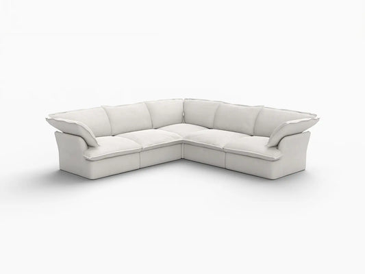 Deluxe Linen Cloud Sectional Sofas Covers | White Cotton and Linen Sofa Covers for 5-Seater