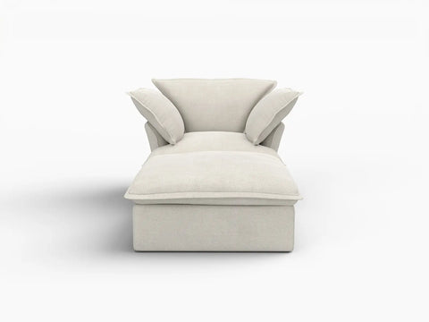Deluxe Linen Cloud Sectional Sofas Covers | Beige Linen and Cotton Sofa Cover for 1-Seater with 1-Ottoman